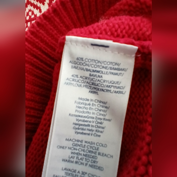 Chaps red fair isle geometric sweater women's size M timeless classic - Picture 5 of 7